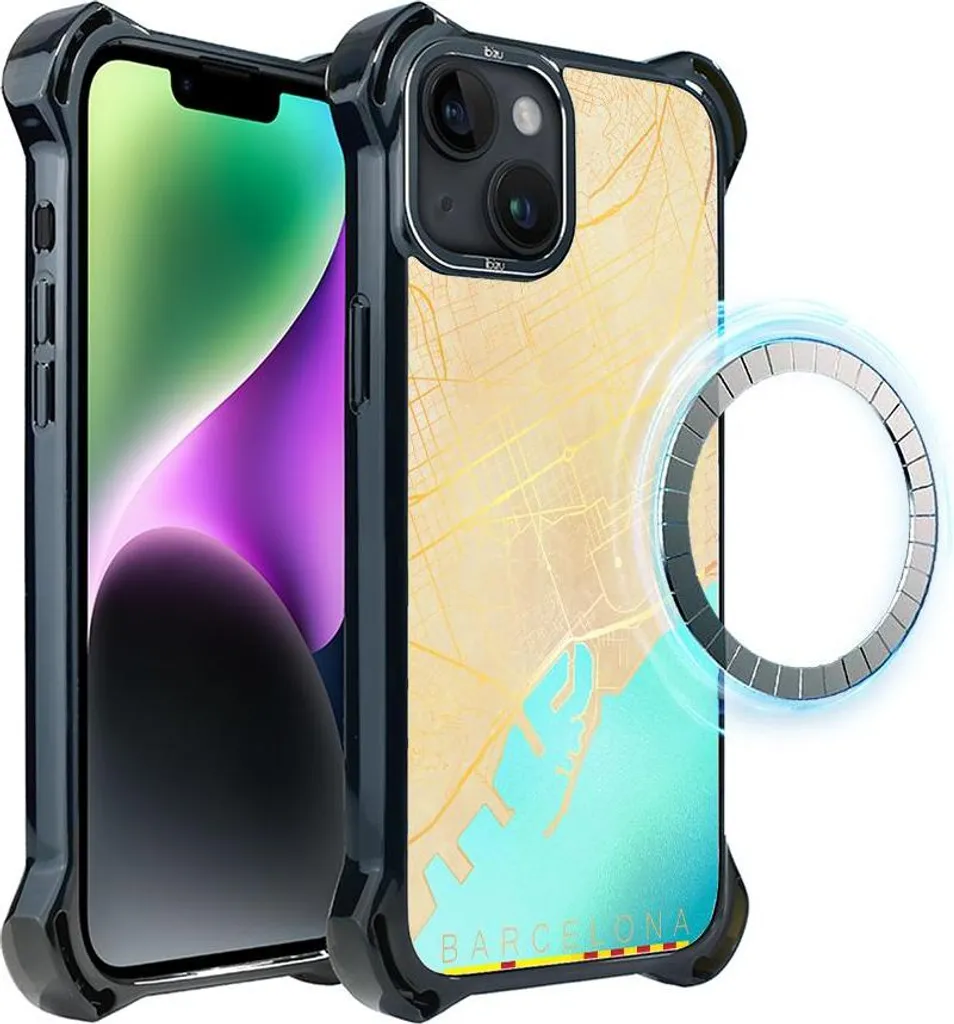 Custodia Artistica IBIZU iPhone 14: Barcellona Map & MagSafe Ultra