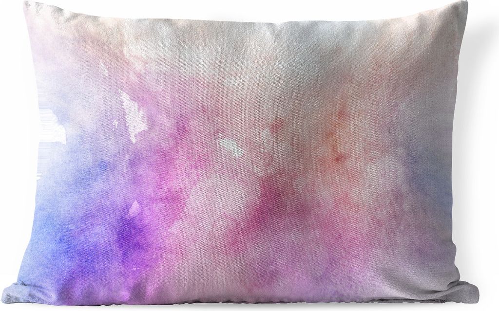 MuchoWow Outdoor Kissen - Aquarell - Rosa - Blau - Farbton - 50x30 cm - Wetterfest - Lounge Kissen - Sofa kissen - Wohnzimmer Dekoration