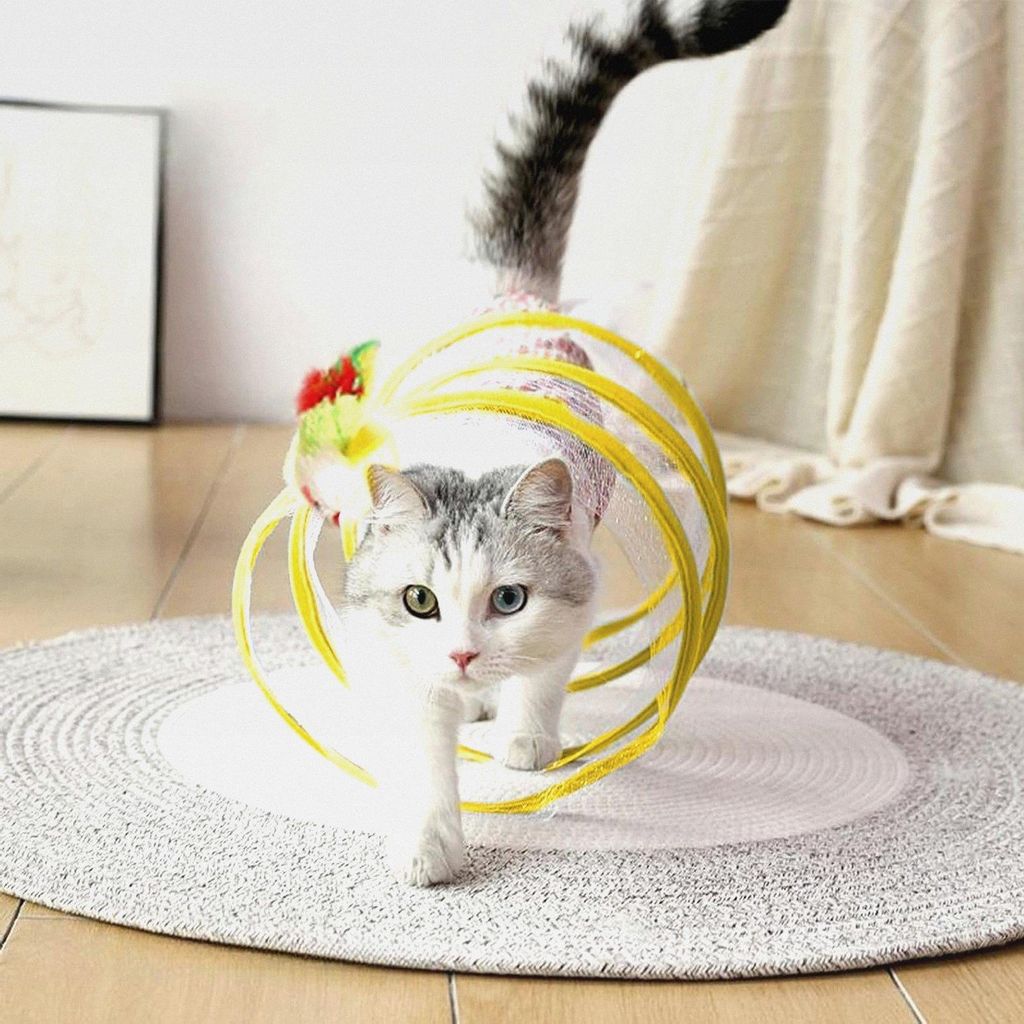 Tunnel for Cats - Steel Wire, Foldable Hunting Tunnel Portable Design | Interactive Spiral Obstacle Course, Cat Play Toy for Indoor Use, Apartments...