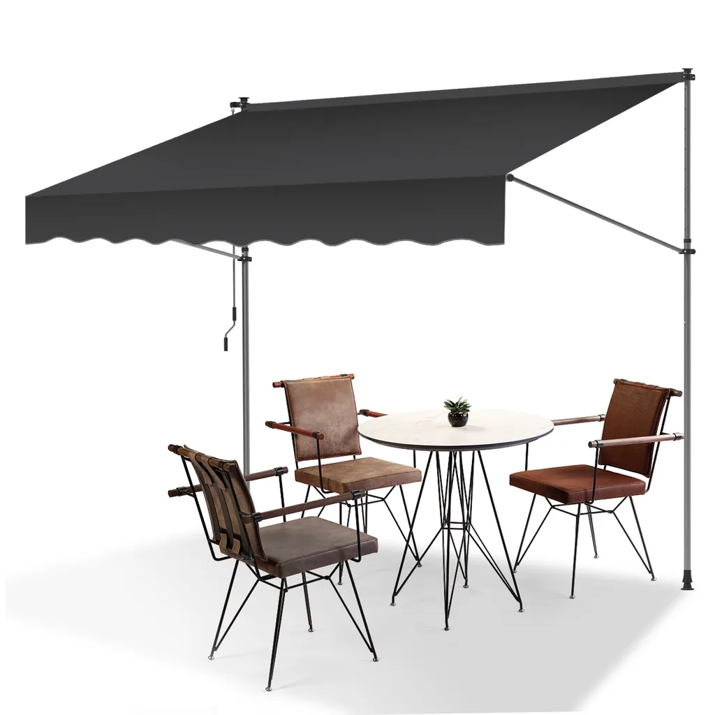 Tenda da sole TolleTour Tenda da sole con morsetti Tenda da sole per balcone Tende da sole da giardino resistenti ai raggi UV Tenda da sole con braccio articolato Grigio 3,5 m
