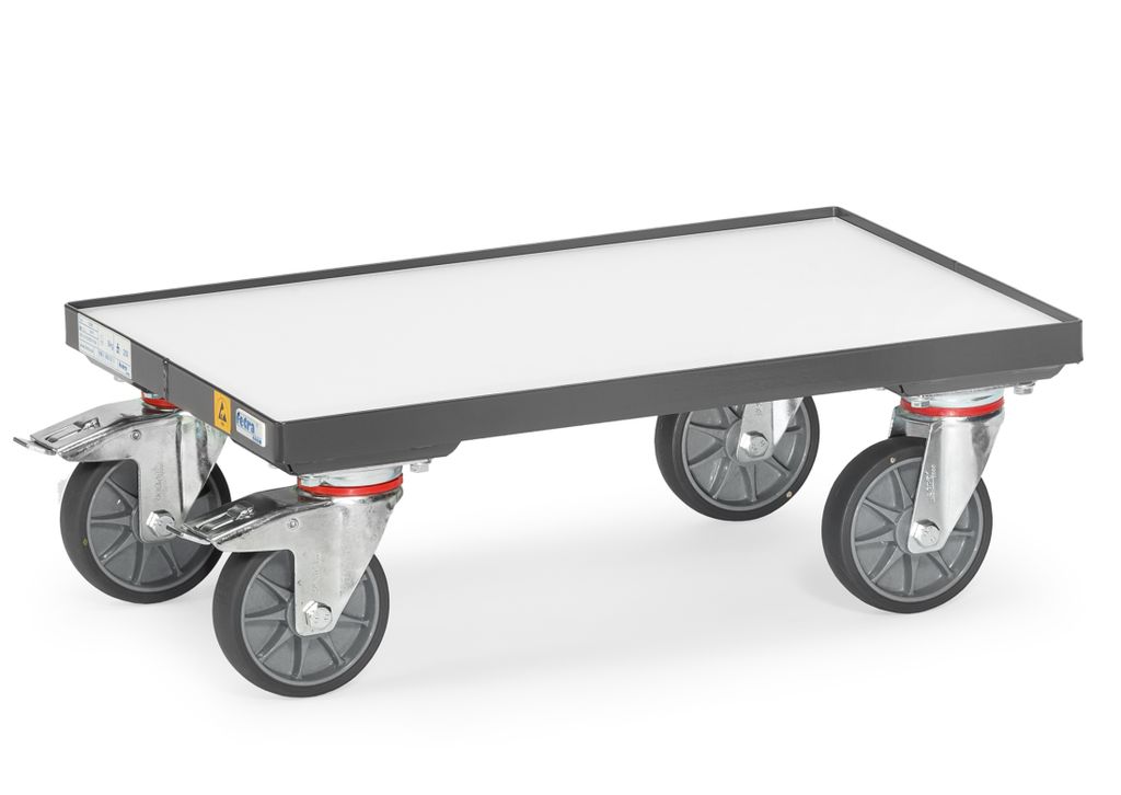 fetra ESD-Eurokasten-Roller, Ladefläche 605 x 408 mm, Boden aus Holzwerkstoffplatte
