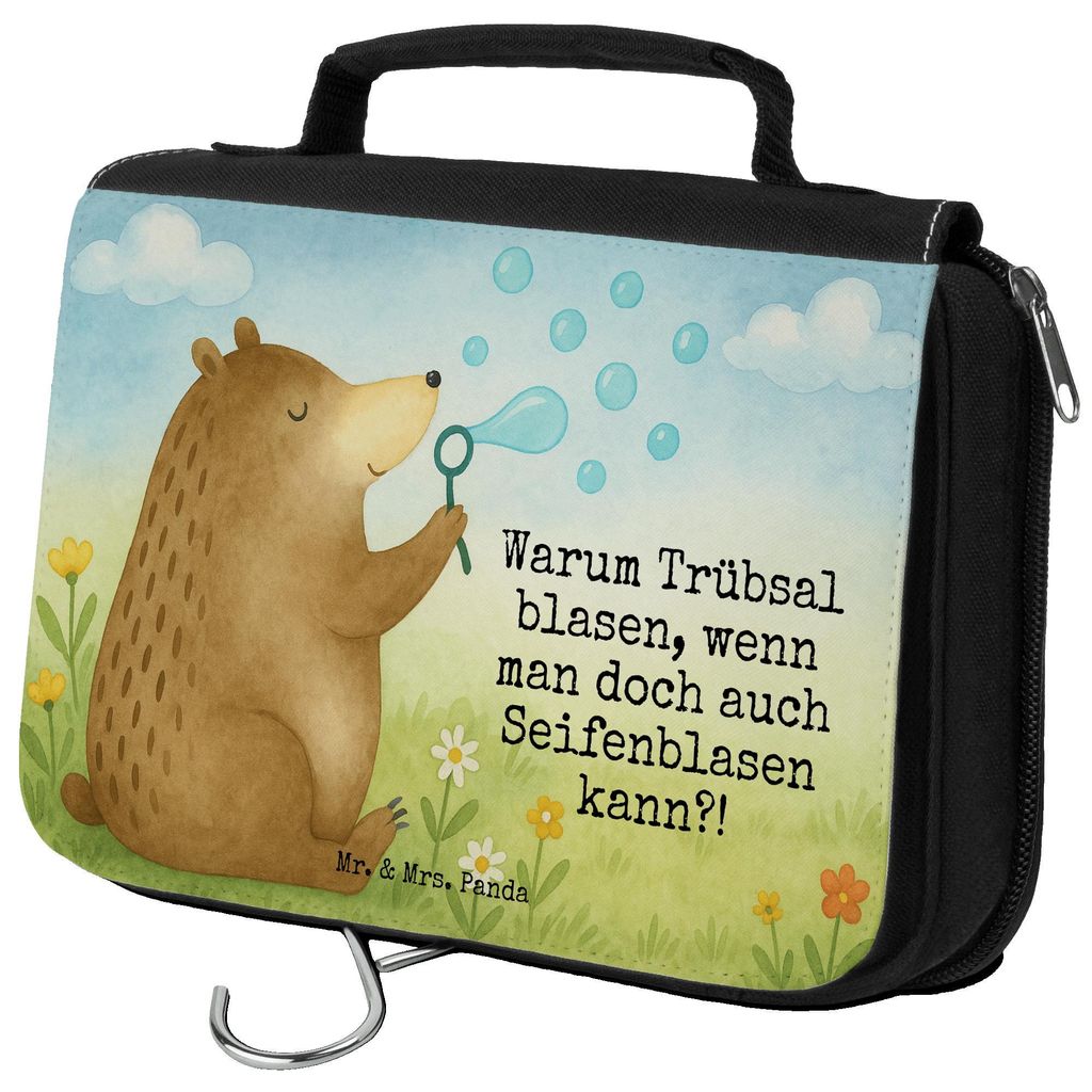Mr. & Mrs. Panda Schminkbeutel Bär Seifenblasen Design - Weiß - Geschenk, Kulturbeutel, Lustig Sein Glücklich Traurig Happy, kulturtäschchen, W...