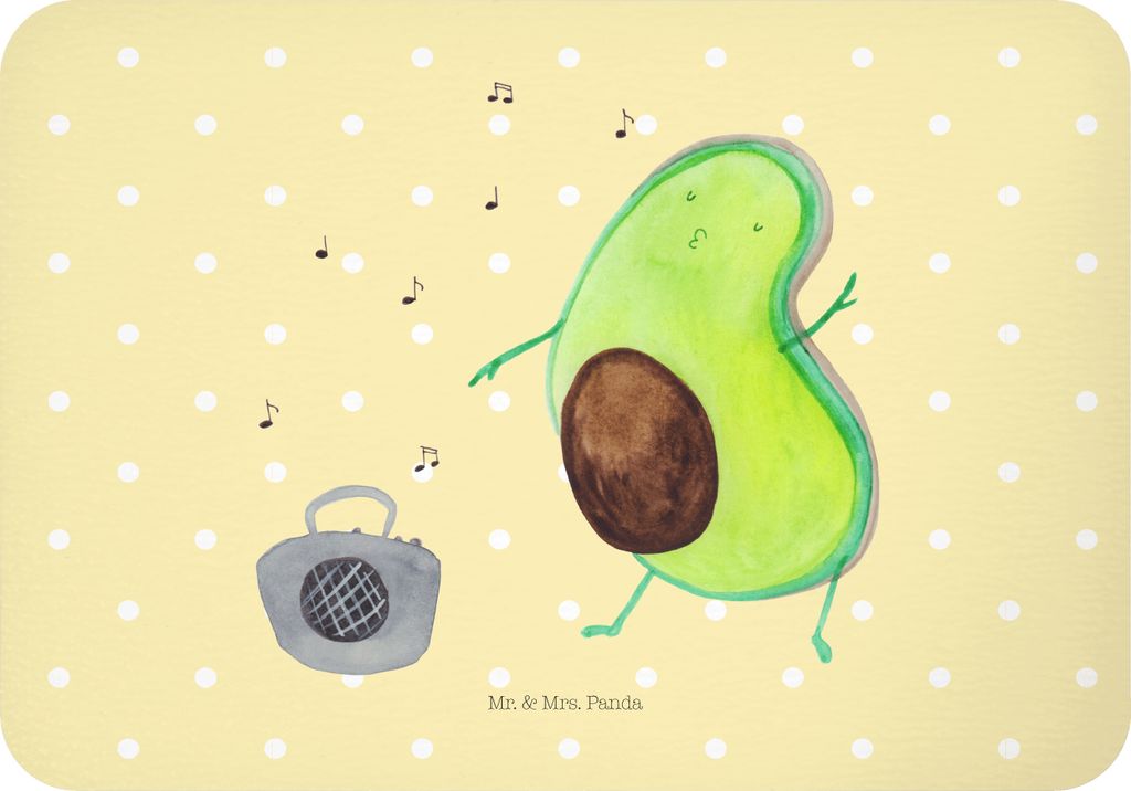 Mr. & Mrs. Panda magnet Avocado Tanzen - Gelb Pastell - Geschenk, Party, zettelhalter, Musik, Feier, Kühlschrankmagnet, Singen, holzmagnet, wandma...
