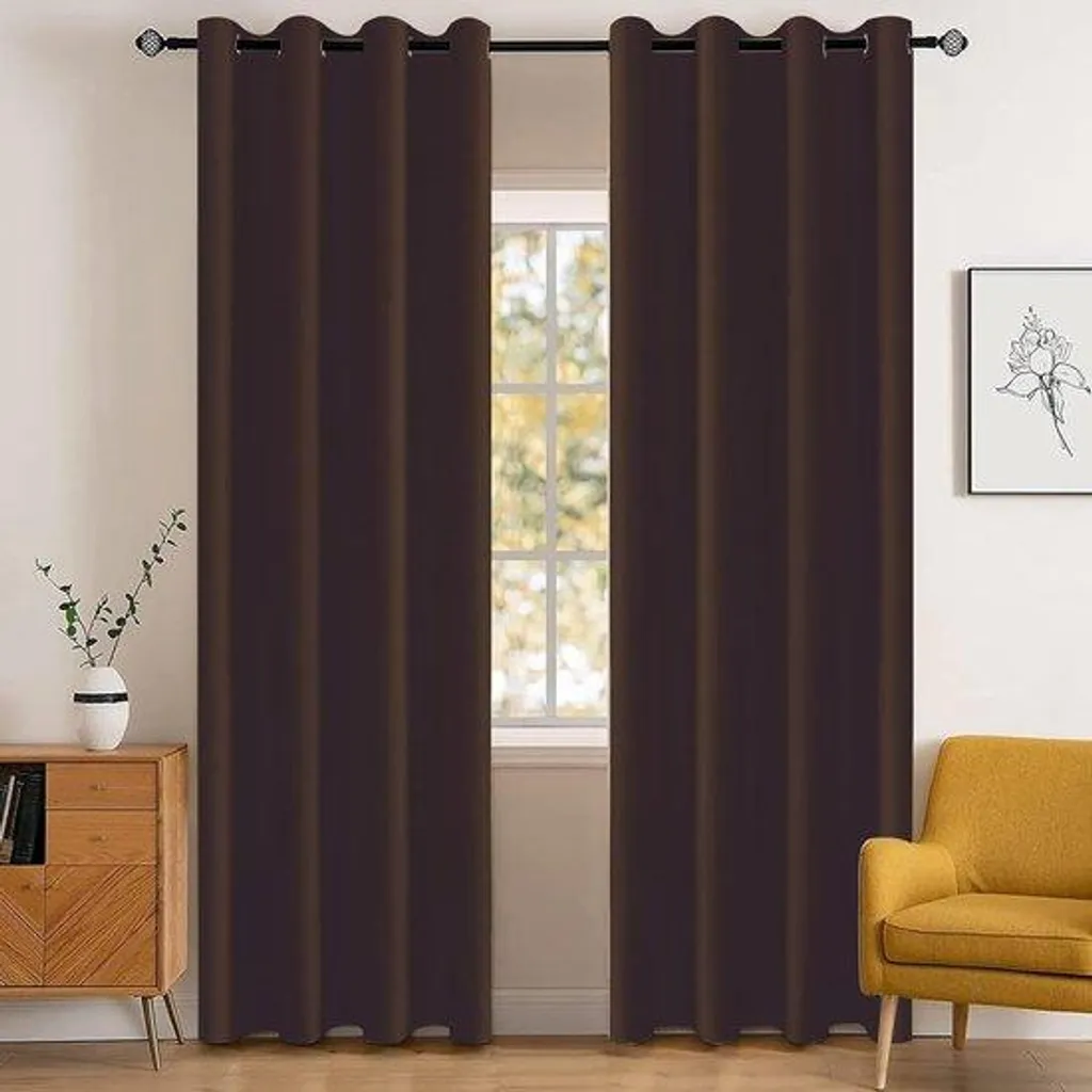 Rideaux imperméables marron foncé 117x137 cm - Isolation phonique Lot de 2
