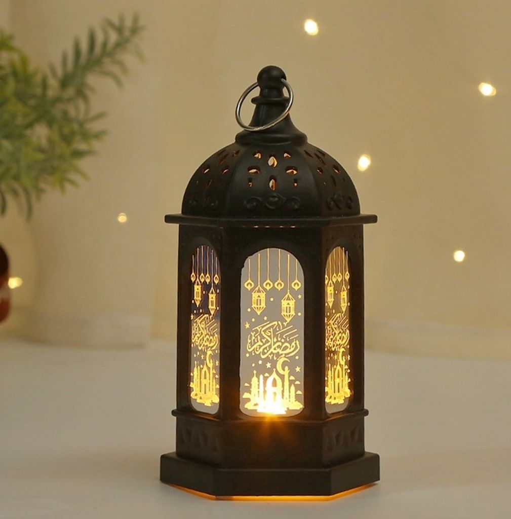 Ramadan Deko Lampe,Eid Mubarak Laterne Mond Stern Dekoration, Hängend Ramadan Deko Licht für Muslimische Festival Dekorative(Schwarz)