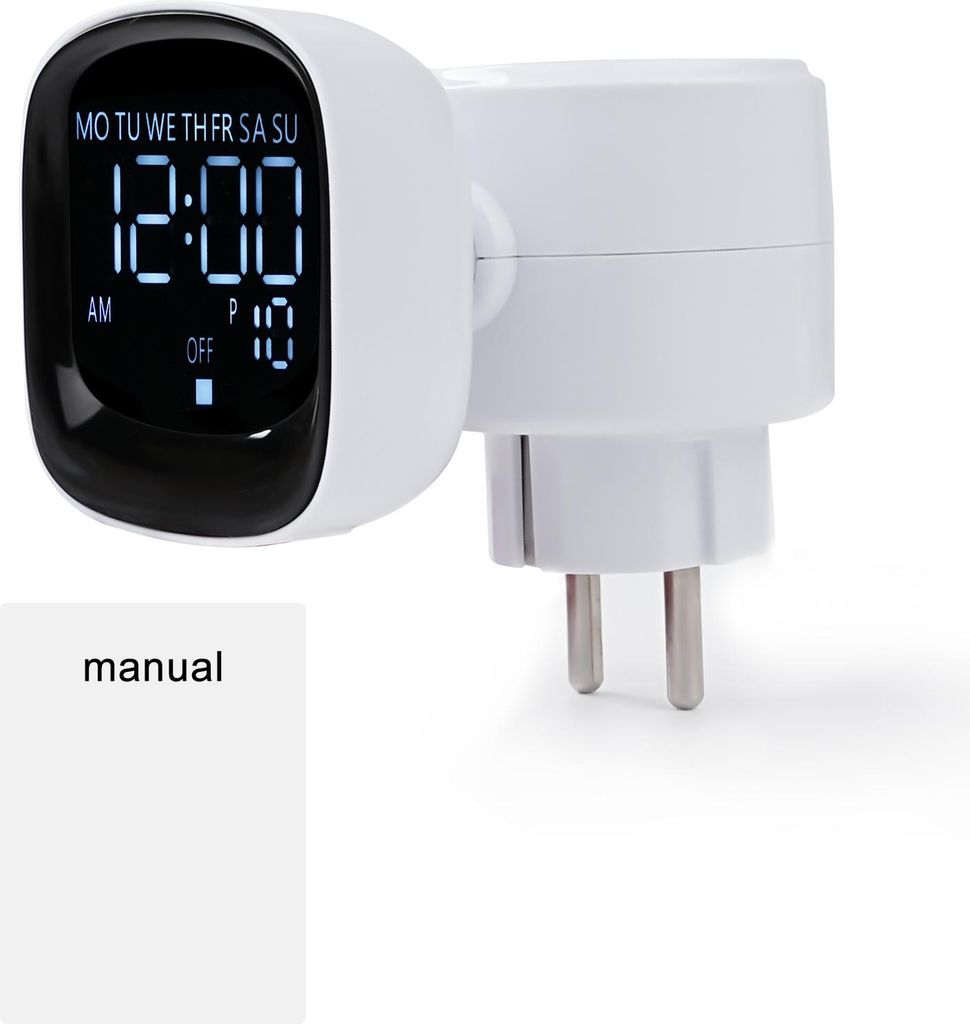 EU Stecker Digitaler Timer Steckdose, 10 Gruppen Programmiert, 360° Drehbare Zeitschaltuhr