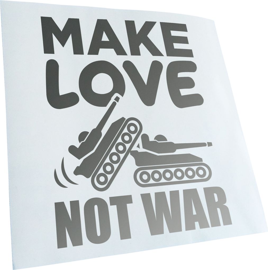 Kiwistar - Autoaufkleber - Make Love not War - Silber - 40x31cm - Aufkleber für Auto, Laptop, Fahrrad, LKW, Motorrad mehrfarbig JDM Decal Racing
