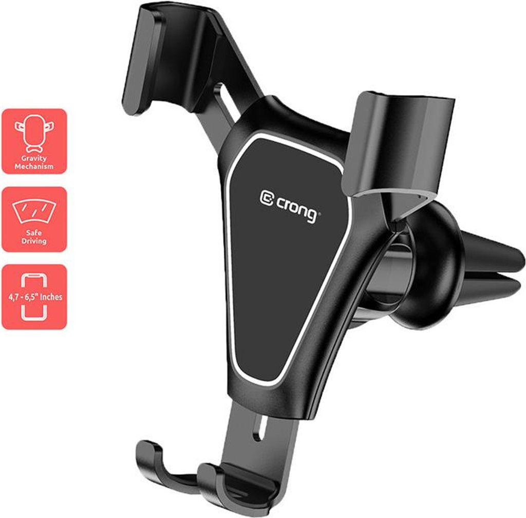 Crong Gravity Auto-Clip Autohalterung - Schwerkraft Autohalterung für Handy 4.7"- 6.5" (schwarz)