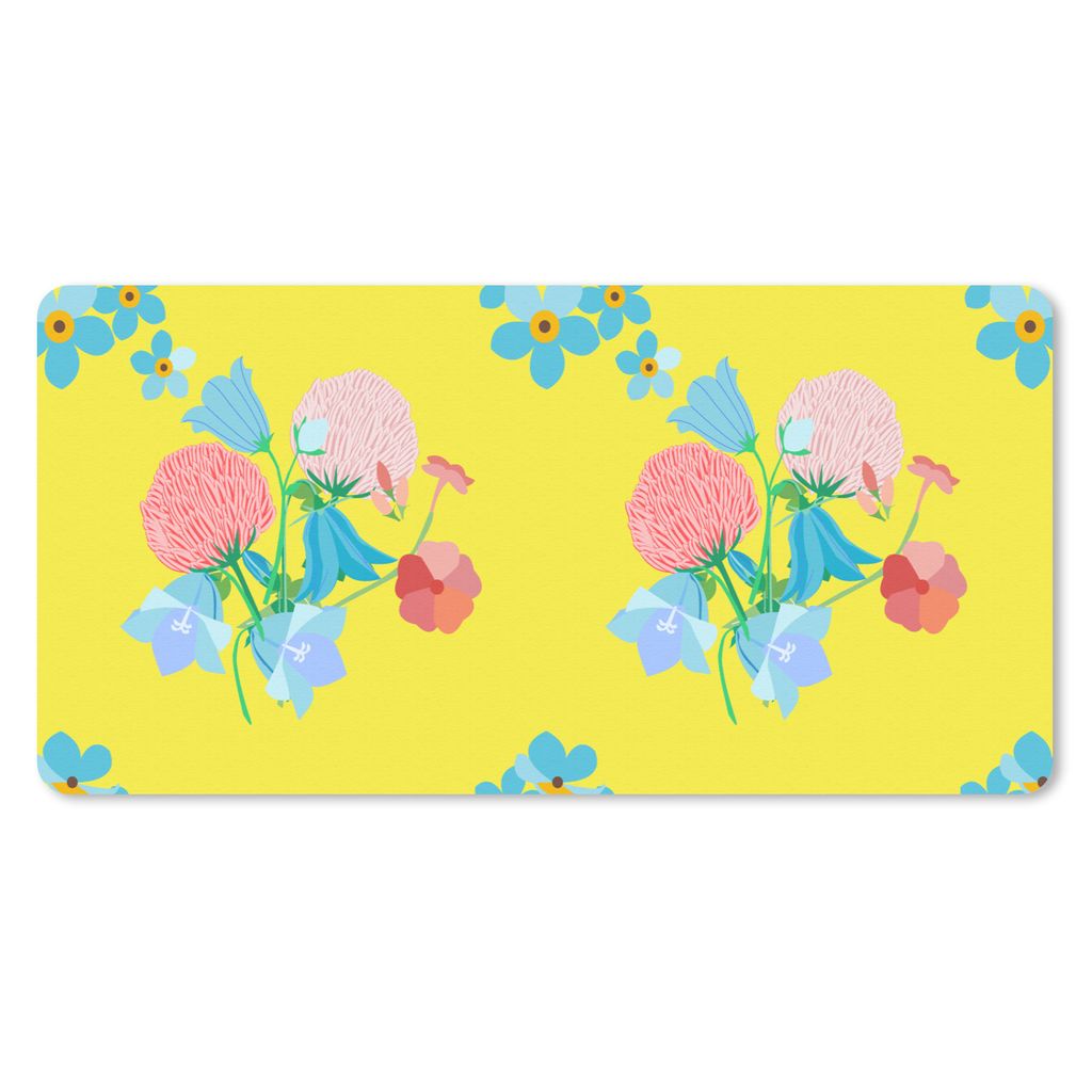MuchoWow Schreibtischunterlage Blumen - Blumenstrauß - Frühling - Muster 80x40 cm - XXL Mauspad - Gaming Mauspad