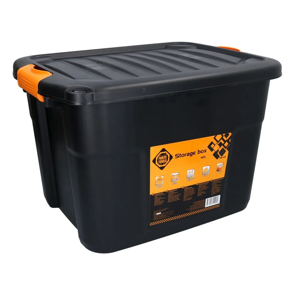 Boîte de rangement empilable et verrouillable FORTE Tools 42L solide - 2