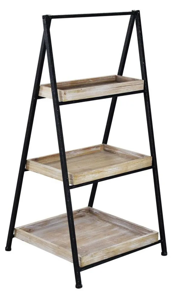 Desserte de bureau mobile en bois et métal - Rangement 3 étages pratique