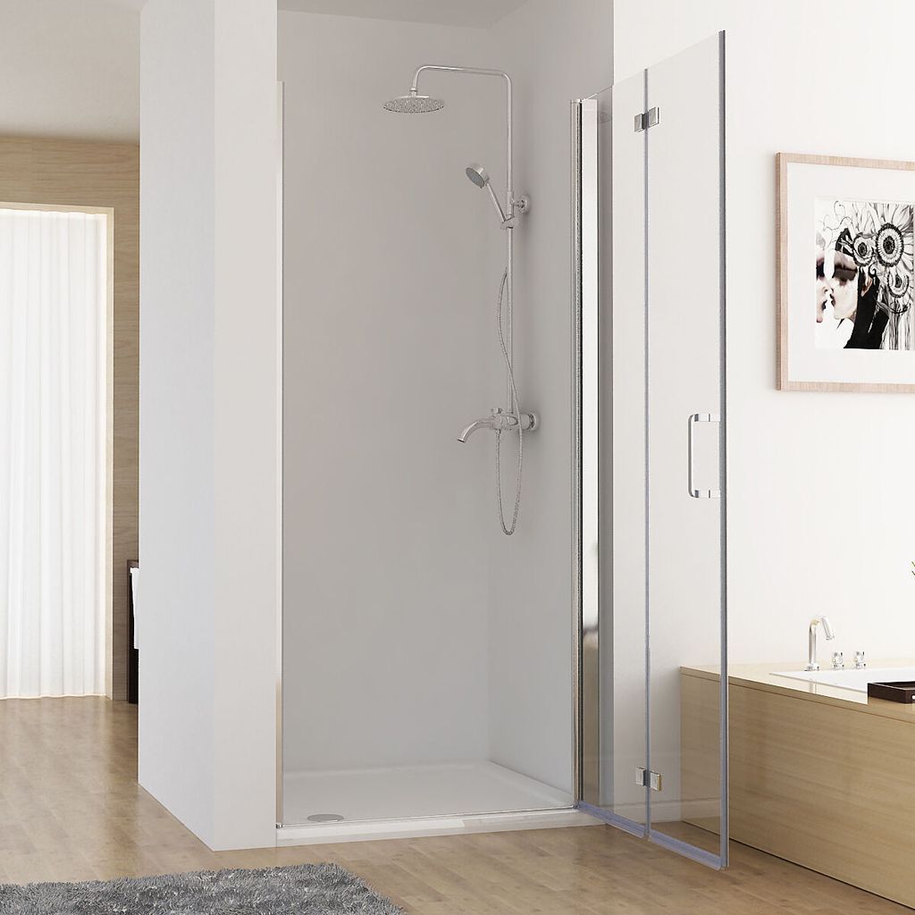 Nischentür 90 x 195 cm Duschabtrennung 2 TLG. Faltwand Produktbild 3