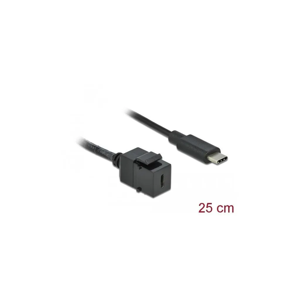 Delock Keystone USB-C 5 Gbps mâle avec câble 25cm - Réf 86955 Noir - 2