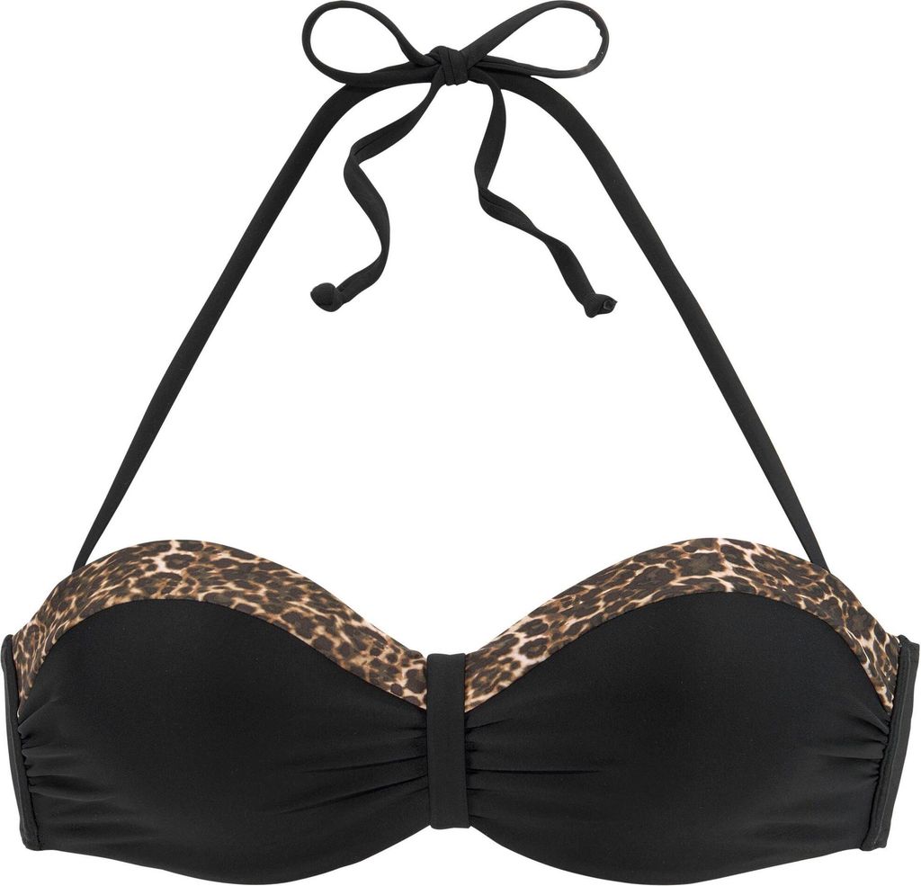 LASCANA Bügel-Bandeau-Bikini-Top schwarz-leo Größe 46 Cup E