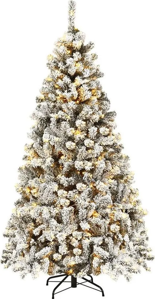 Sapin de Noël 180cm Enneigé 600 Branches PVC et LED Intégrées - 8
