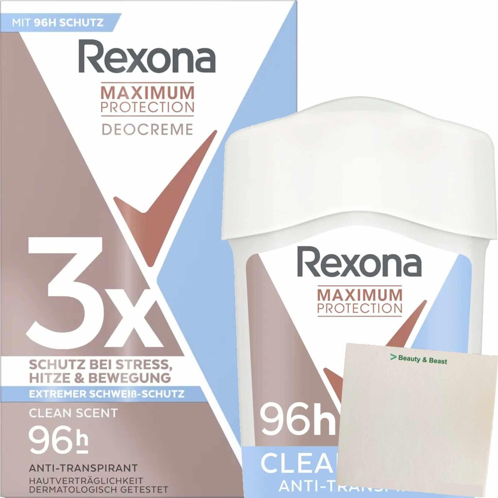 Rexona Women Deostick Maximum Protection Clean Scent gegen Achselnässe (45ml Packung) + usy Block