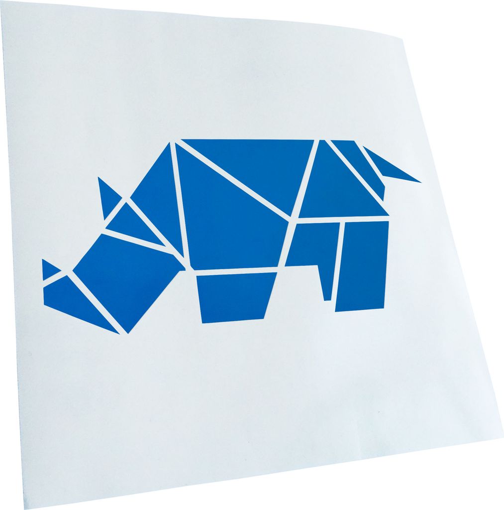 Kiwistar - Autoaufkleber - Papierfalten Nashorn - Blau - 30x14cm - Aufkleber für Auto, Laptop, Fahrrad, LKW, Motorrad mehrfarbig JDM Decal Racing