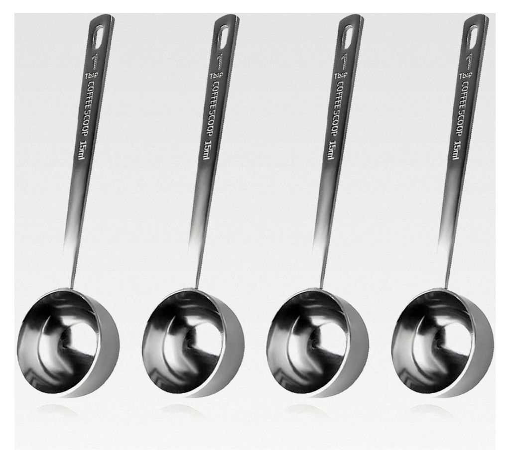 Edelstahl Dosierlöffel 15 ml, 4 Stück Kaffeelöffel Portionierer, Kaffeelöffel mit langem Griff, geeignet zum Messen von Kaffeepulvern, Gewürze...