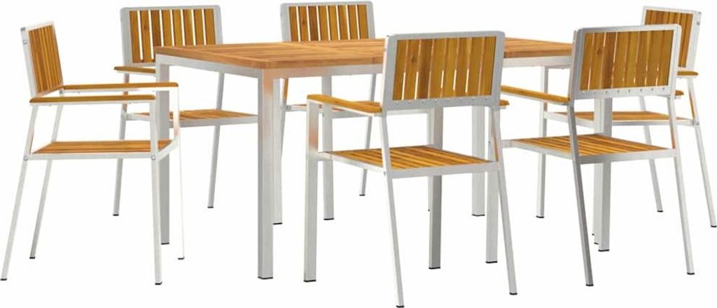 vidaXL Outdoortisch-Set 7 pcs Massives Akazienholz und Edelstahl