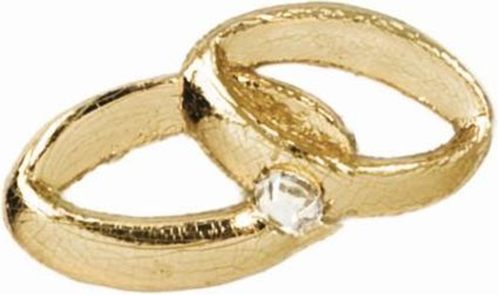 INNA-Glas Wachsverzierung Eheringe AKONY mit Stein, Gold glänzend, 1,8x3,5cm - Wachsornament