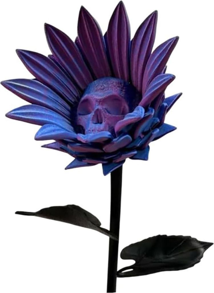 Die verbotene Sonnenblumen-Skulptur, Gothic-Totenkopf-Blüten-Dekor, 3D-gedruckt, makabre Kunst, Halloween-Ornament für Horror-Home-Party-Dekor