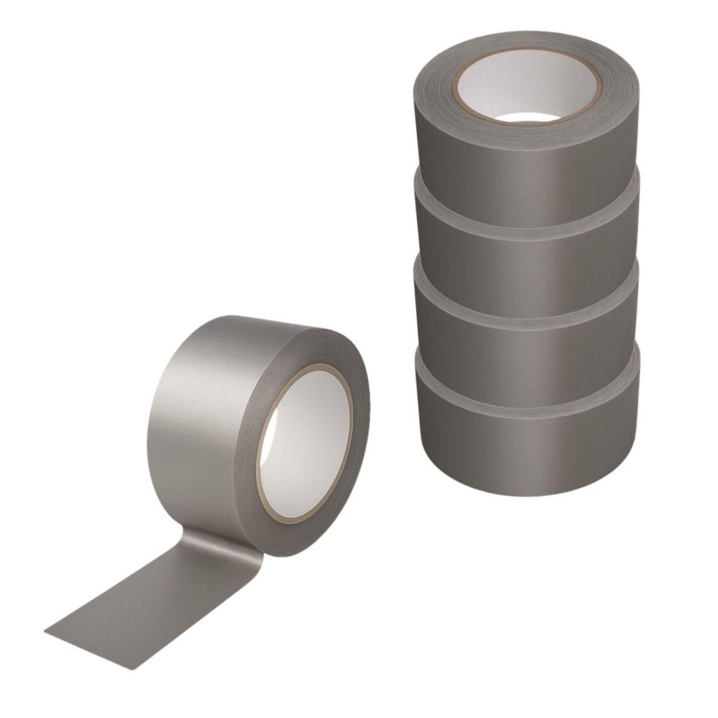 5x Gewebeband 50 m x 48 mm silber Panzertape Reparaturband Steinband universell einsetzbar für Abkleben und Reparaturen