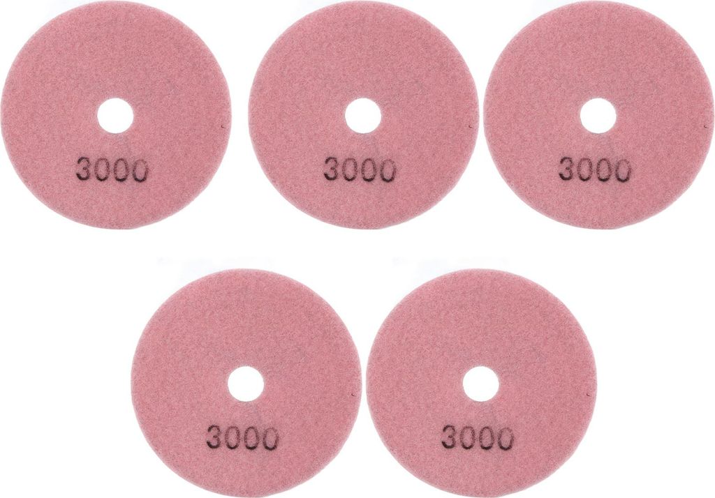5-teiliges Set mit 4-Zoll-Diamant-Nasspolierpads, weichen Schleifscheiben für Marmor, Granit und Keramik, Körnung 3000