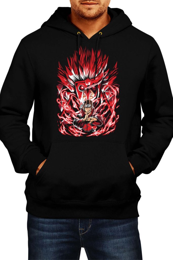 Herren Kapuzenpullover Japan Manga Comics Anime Naruto Itachi Uchiha Akatsuki Var-047 Itachi Akatsuki, Man 2XL / Schwarz
