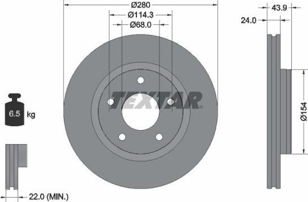 2x TEXTAR Bremsscheibe 92232205 für NISSAN JUKE (F15) PULSAR Schrägheck (C13)