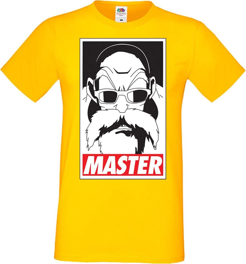 Herren T-Shirt Anime Manga Dragon Anime Manga Ball Z Master Roshi 01 Master Roshi, Man 2XL / Gelb