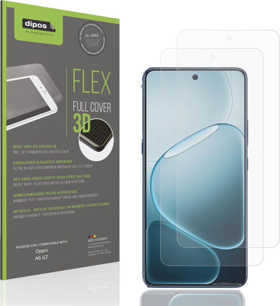 2x Full Cover Schutzfolie matt für Oppo A6 GT Panzerfolie Anti-Shock
