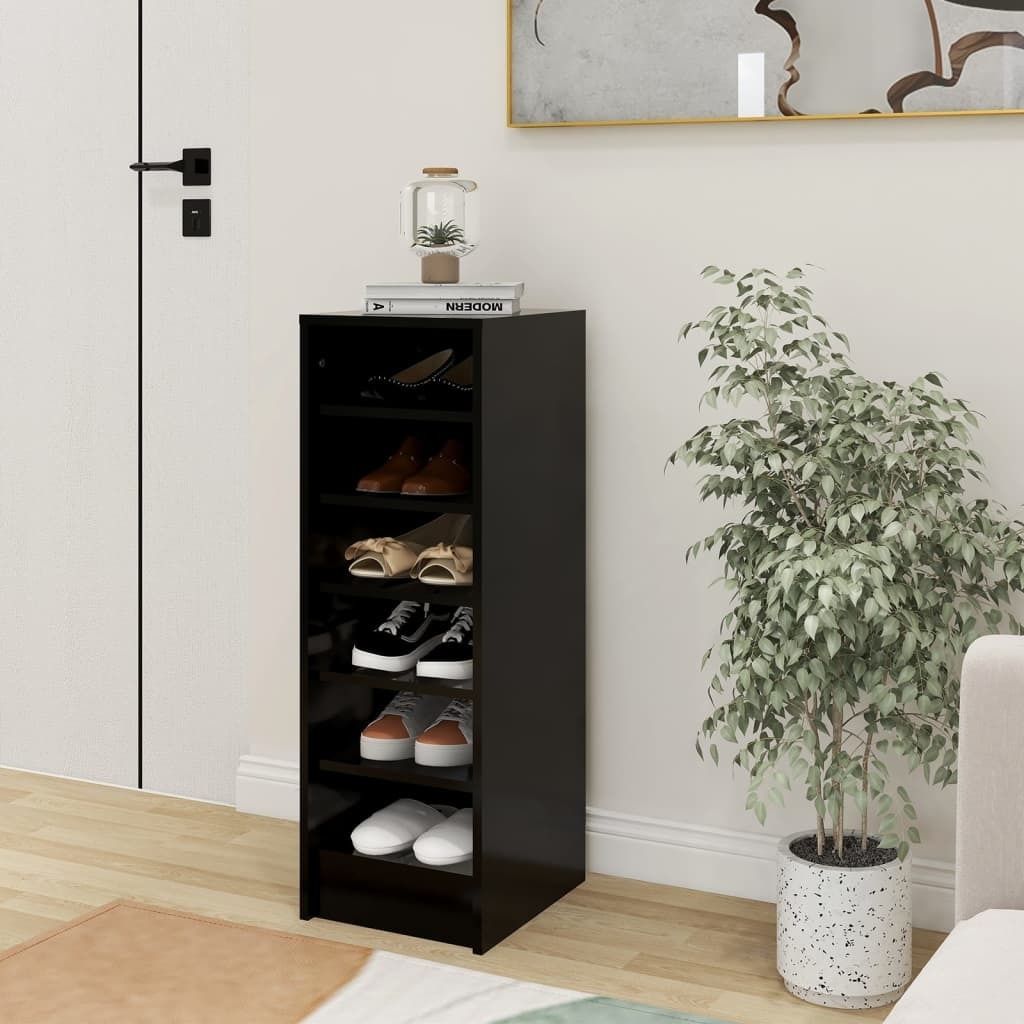 The Living Store Schuhschrank Schwarz 31,5x35x90 cm Holzwerkstoff