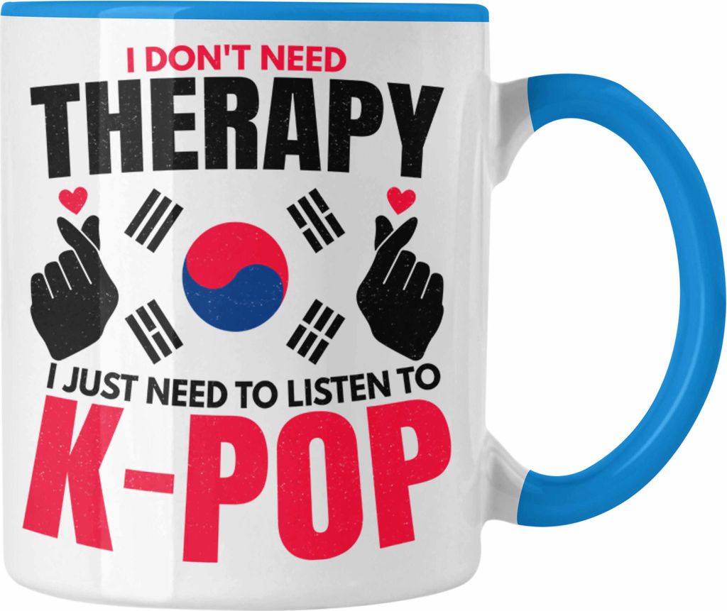 Trendation - K-Pop Tasse Geschenk Kpop Koreal Style Südkorea Geschenkidee Spruch (Blau)