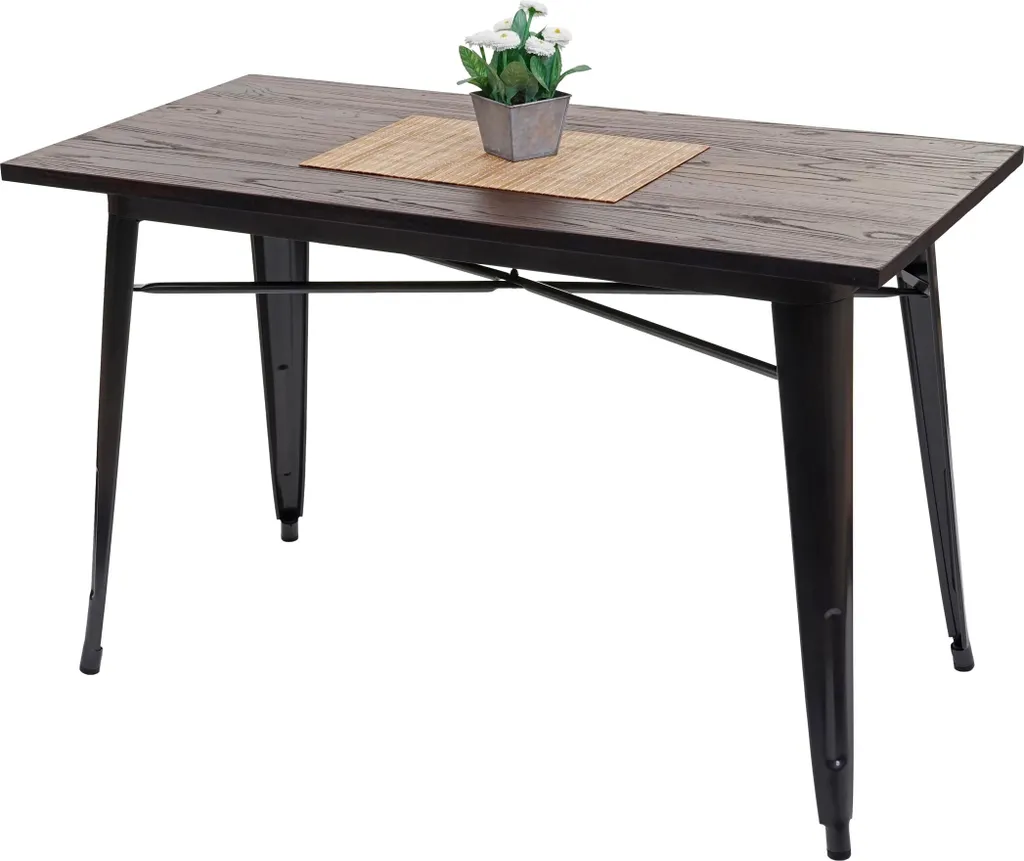 Table rectangulaire métal noir et bois d'orme 120cm design industriel