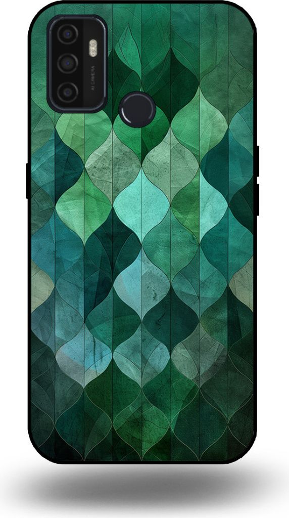 Smartphonica Handyhülle passend für OPPO A32 / A53 / A53s mit grünem Blätterdruck - TPU Backcover Hülle grünes Blattdesign - Grün