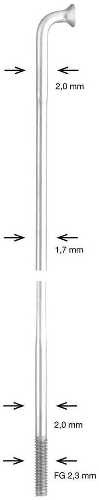 Alpina Speiche Speiche Edelstahl db 2x1,7x2mm 256mm sil.