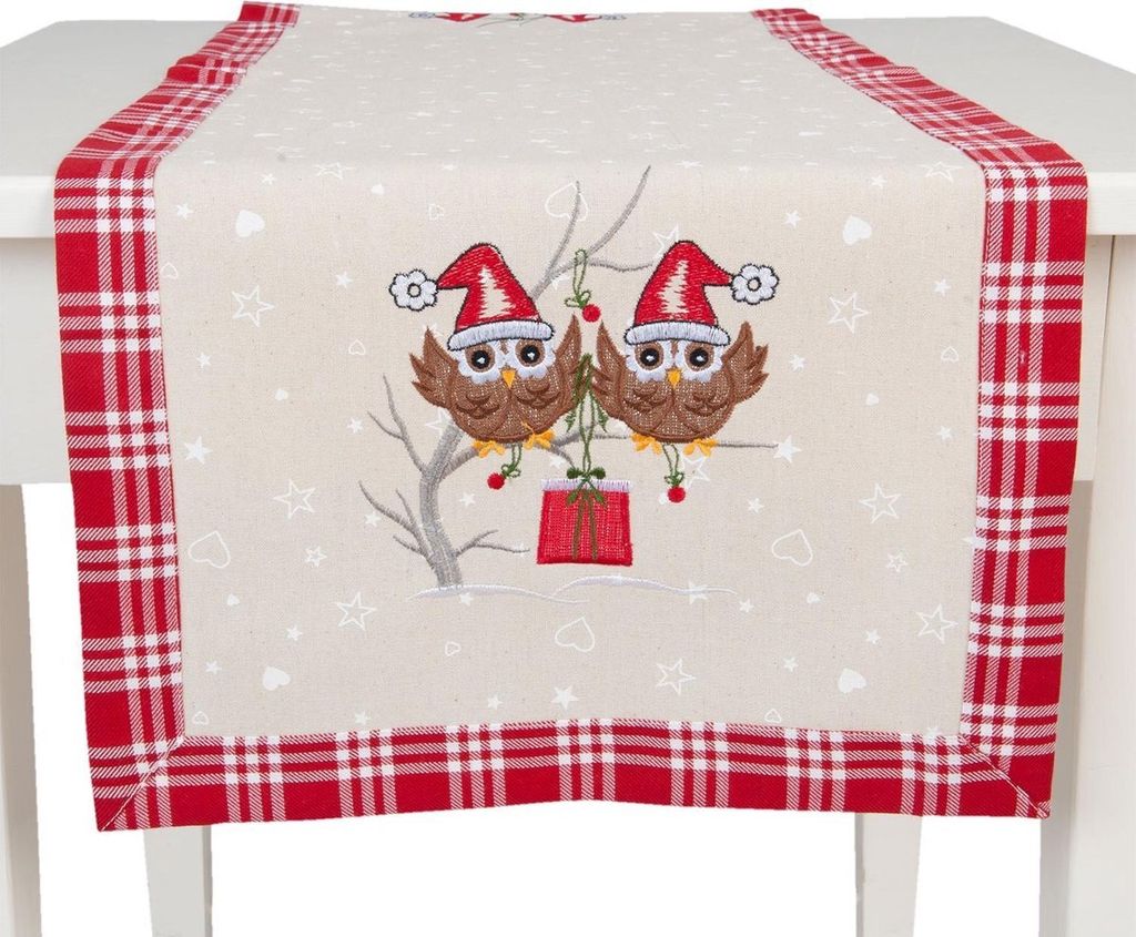 Clayre & Eef Tischläufer Tischdecke Tischtuch 40*120 cm Rot 100 % Baumwolle S024.065