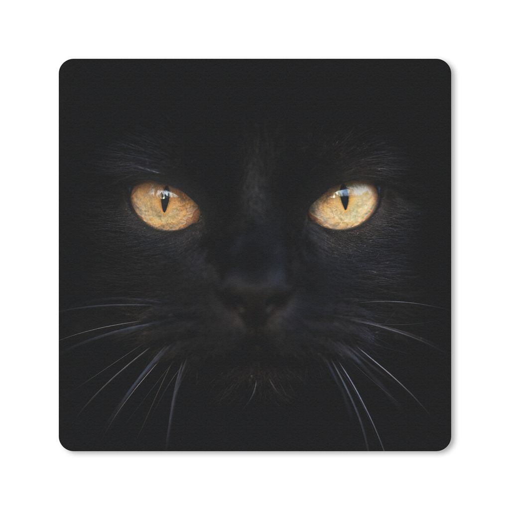 MuchoWow Mauspad Mousepad Nahaufnahme einer schwarzen Katze 30x30 cm - Mousepads - Maus Mat - Pad - Mausunterlage - Gaming