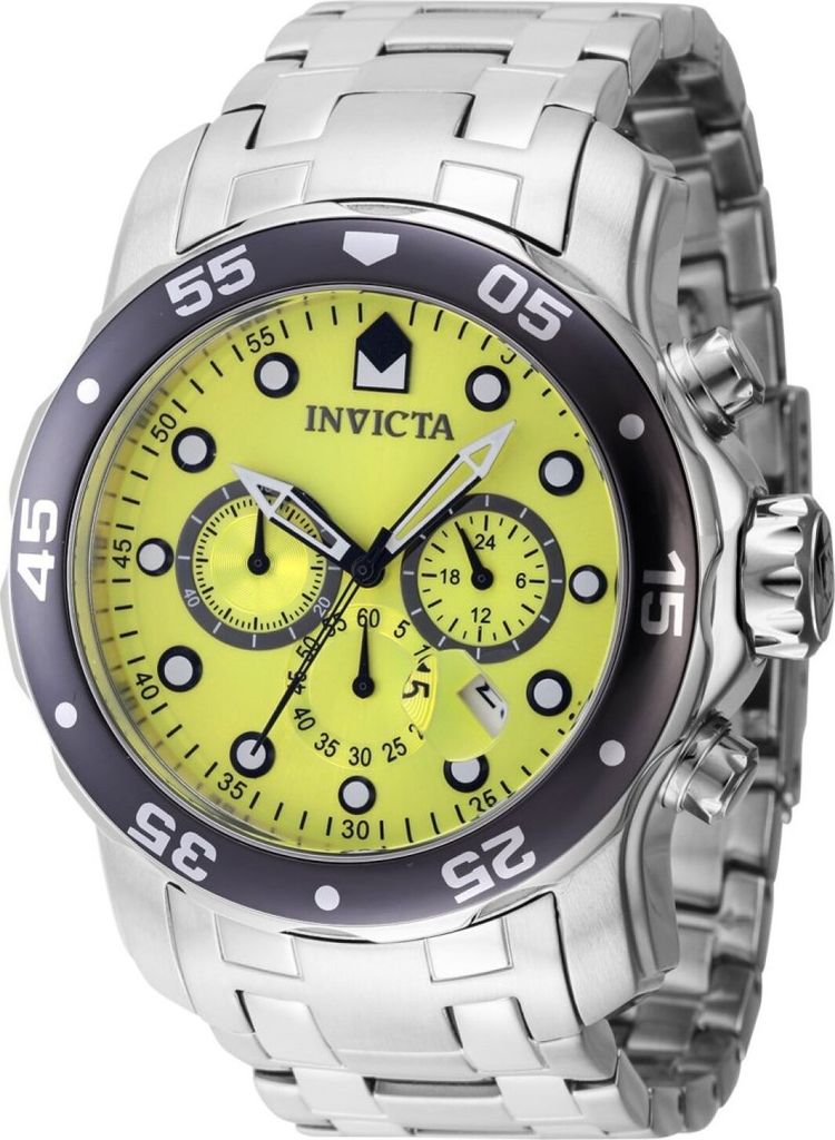 Invicta Pro Diver - Scuba 47561 Herren uhr - Wasserdicht - Analog - Quarzuhrwerk - Edelstahl mit Gelbes zifferblat - 48mm