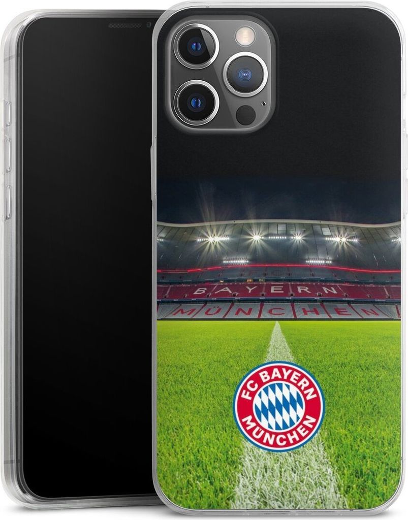 DeinDesign Slim Hülle für Apple iPhone 12 Pro Max Silikon Case Ultra Dünn Handyhülle FC Bayern München FCB Stadion