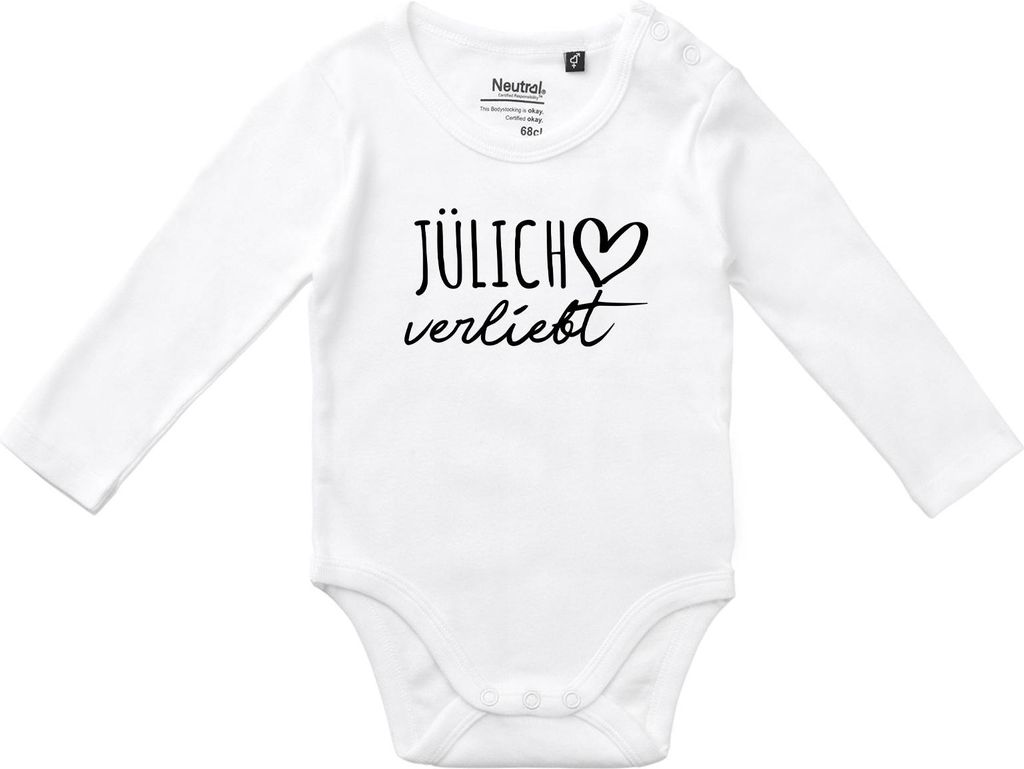 Huuraa Baby Body Jülich verliebt 80 White Baumwolle Fairtrade Langarmbody Geschenkidee
