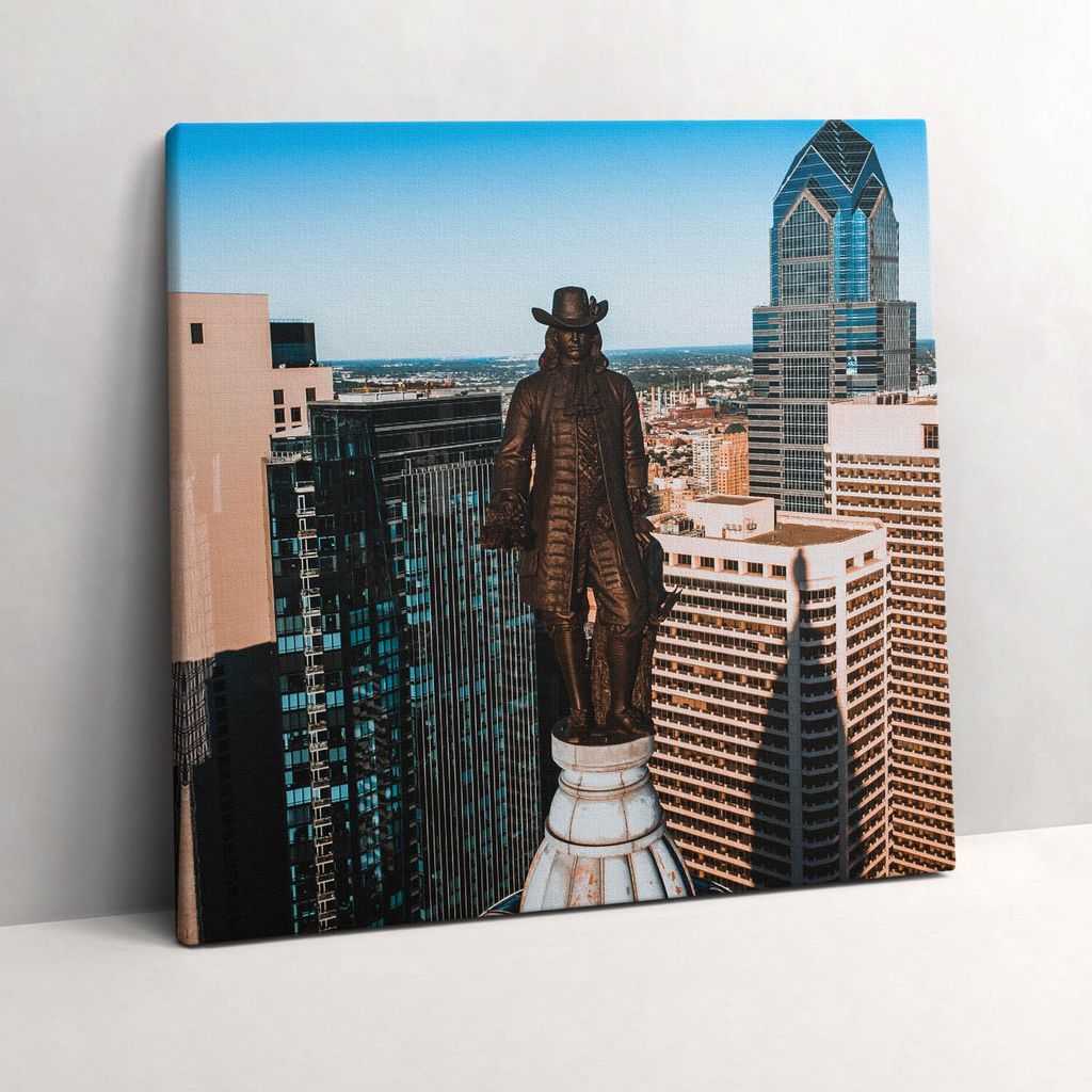 William Penn statue – Leinwandbild Wandbild – 60x60 cm – Leinwandbilder – Wandbilder – Schlafzimmer – Flur