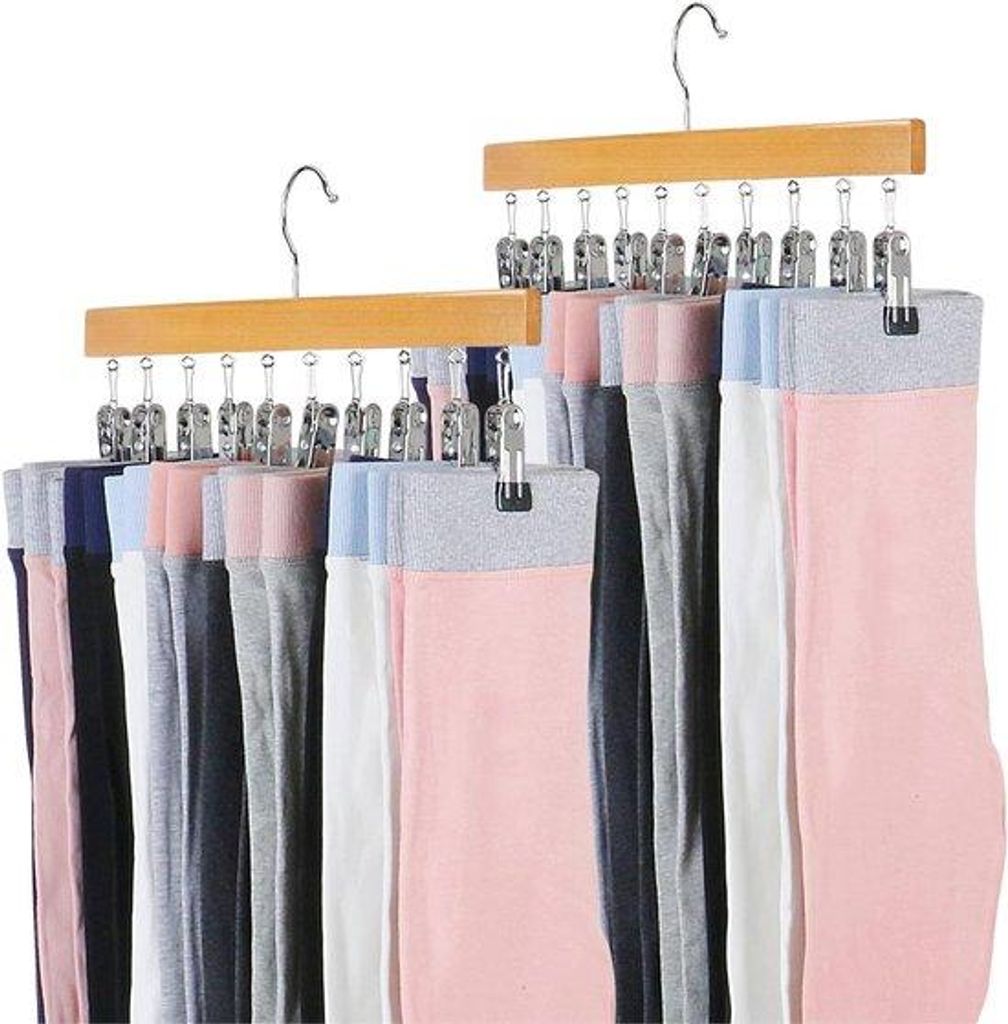 Leggings-Halter - Hosenhalter - Holzoptische Kleiderklammern - Paarungen von 10 Stücken - 2 Einheiten