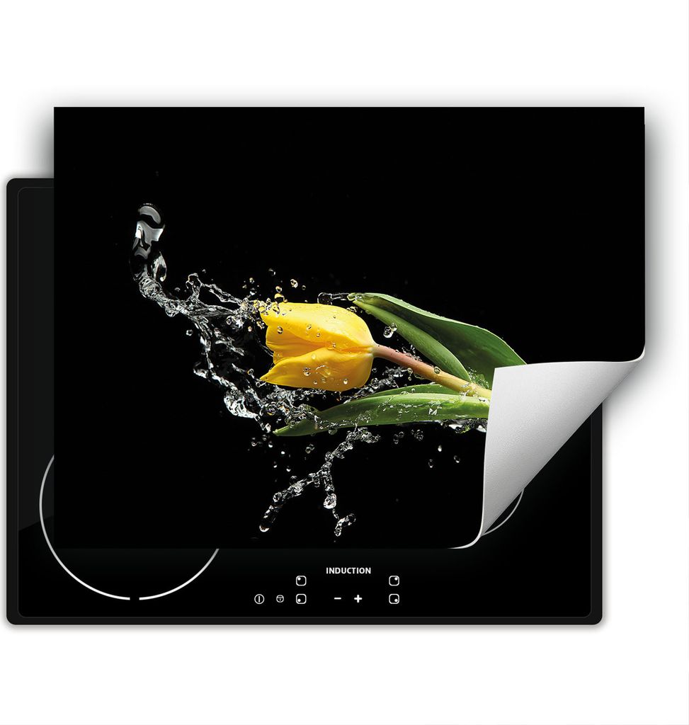 DarHaus Herdabdeckplatte 80x52 cm Anti Rutsch Matte Aufrollbar, schwarz - Tulpe