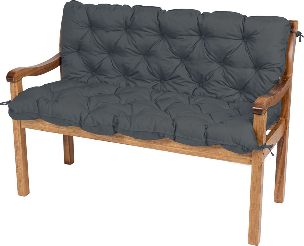 TexDeko Garden Gartenbankauflage mit Rückenlehne, Hollywoodschaukel, wasserabweisend, UV-beständig (130 x 50 x 50cm Anthrazit)