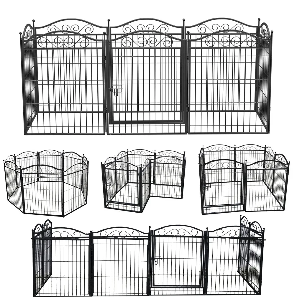 Parc pour chiens portable de conception robuste avec porte, noir