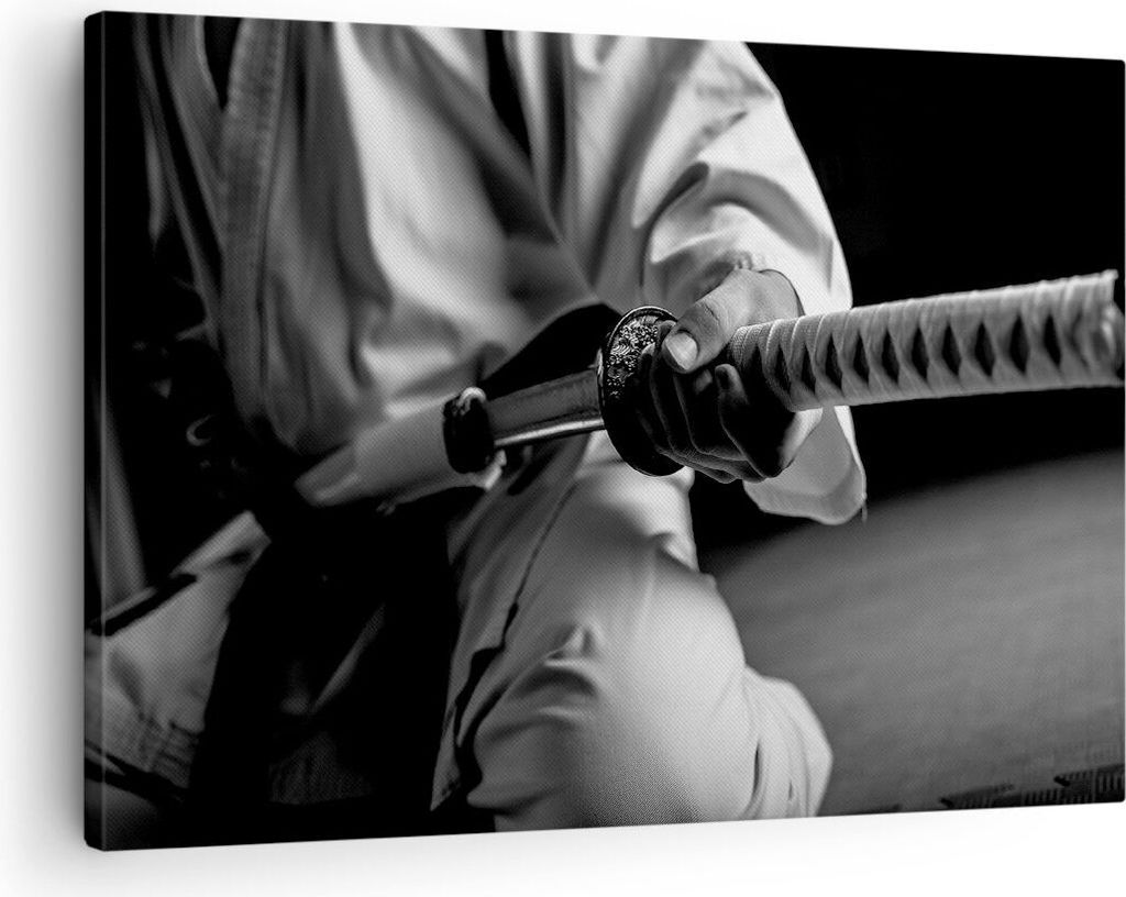 Bild auf Leinwand - Leinwandbild - Samurai-Schwert - 70x50cm - Wand Bild - Wanddeko - Wandbilder - Leinwanddruck - Bilder - Kunstdruck - Wanddekora...
