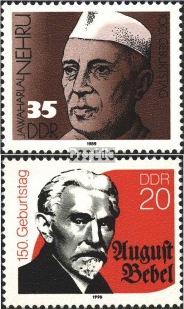 Briefmarken DDR 1989 Mi 3284,3310 (kompl.Ausg.) gestempelt 100.Geburtstag von Nehru