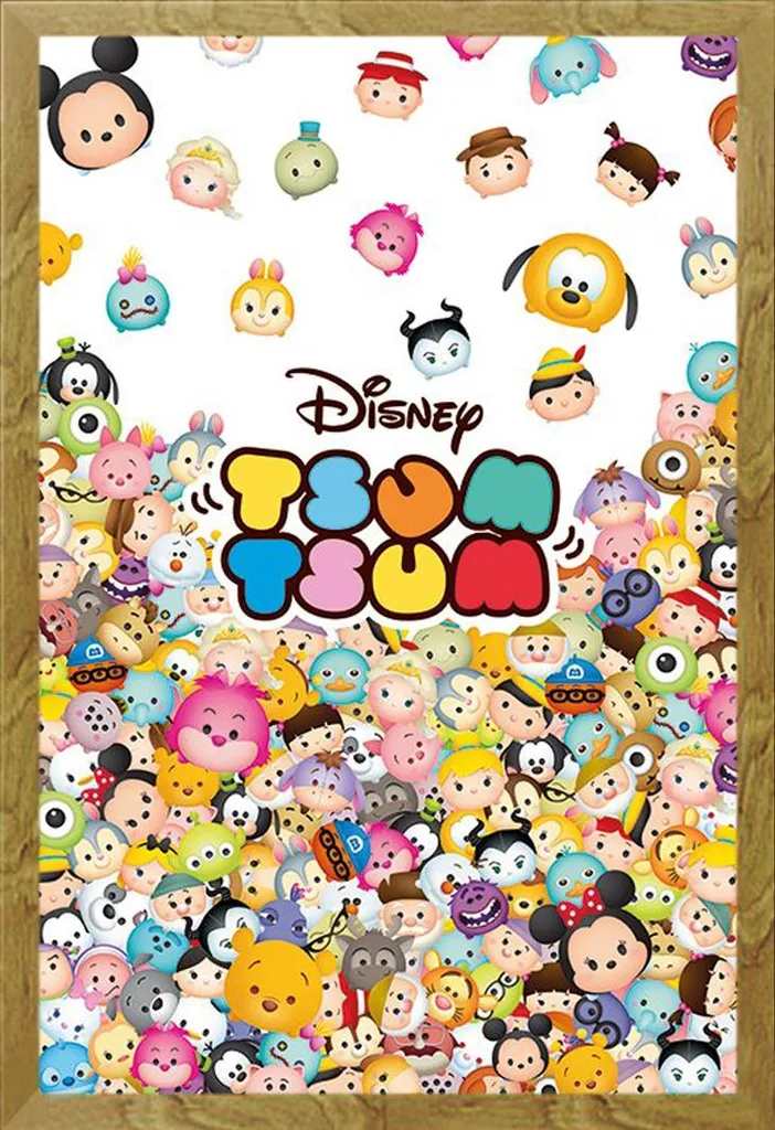 Poster Disney Tsum Tsum Pile Up con Cornice Shinsuke Maxi MDF Rovere