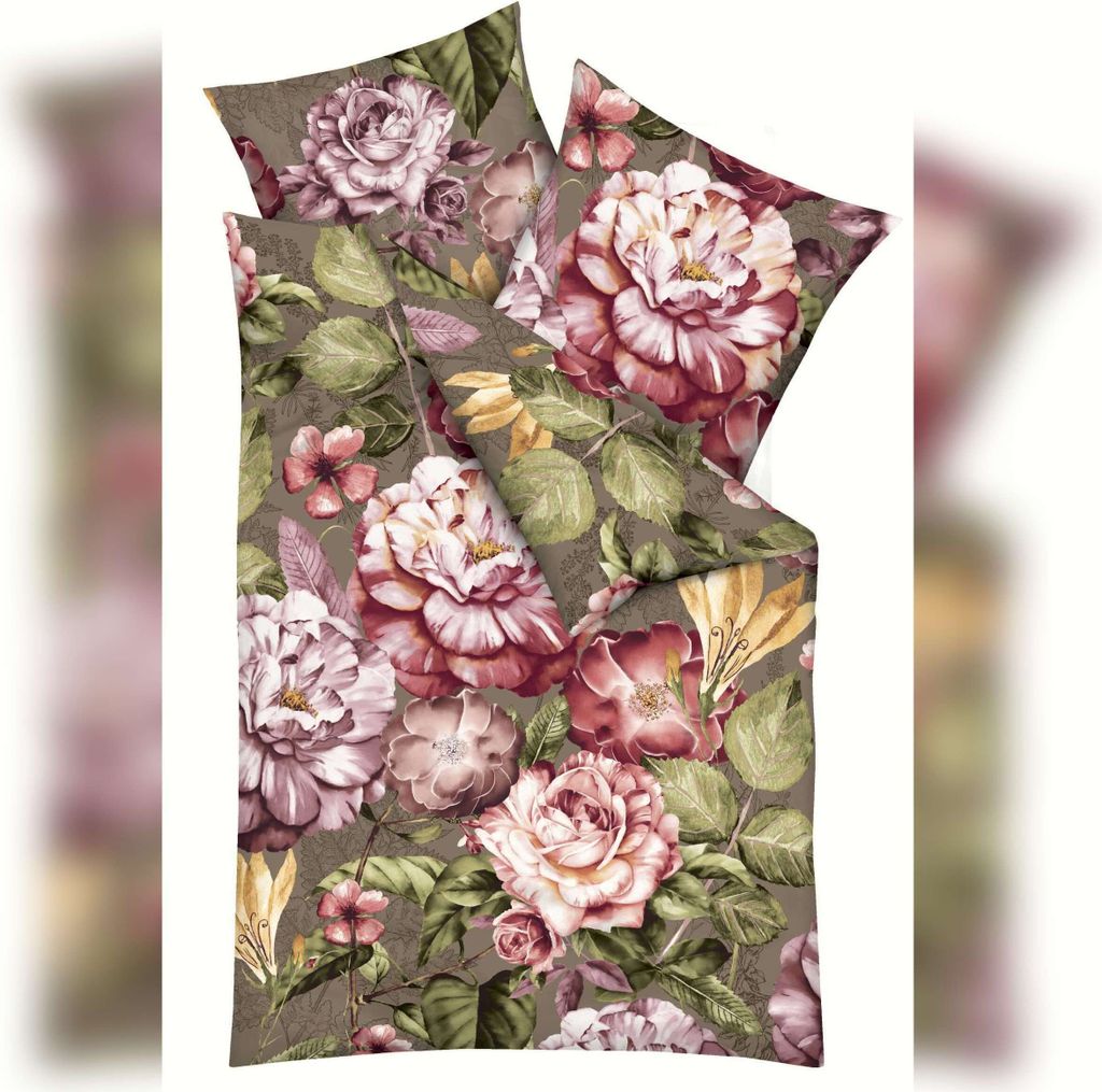 Kaeppel Mako-Satin Bettwäsche Serena oliv 135x200 cm + 80x80 cm